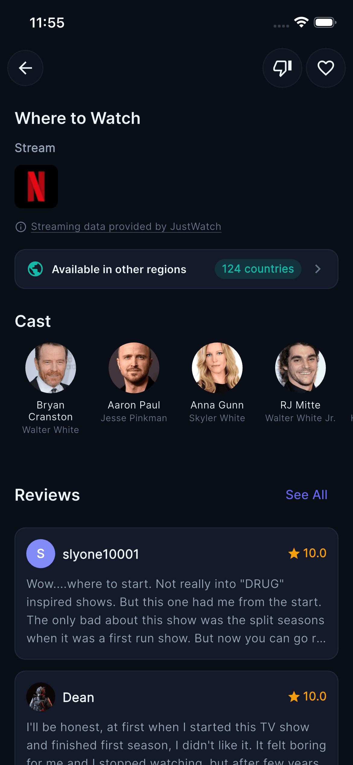 Where to Watch screen